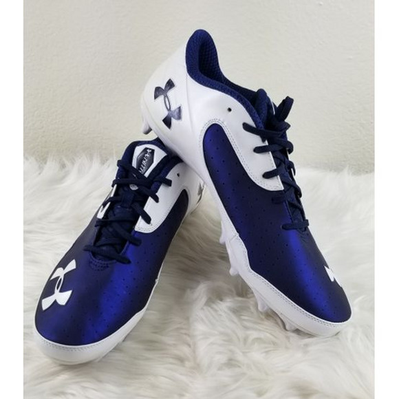 Under Armour Nitro Athletic Sports Cleats Blue White Men's Sz 15 - Picture 1 of 7